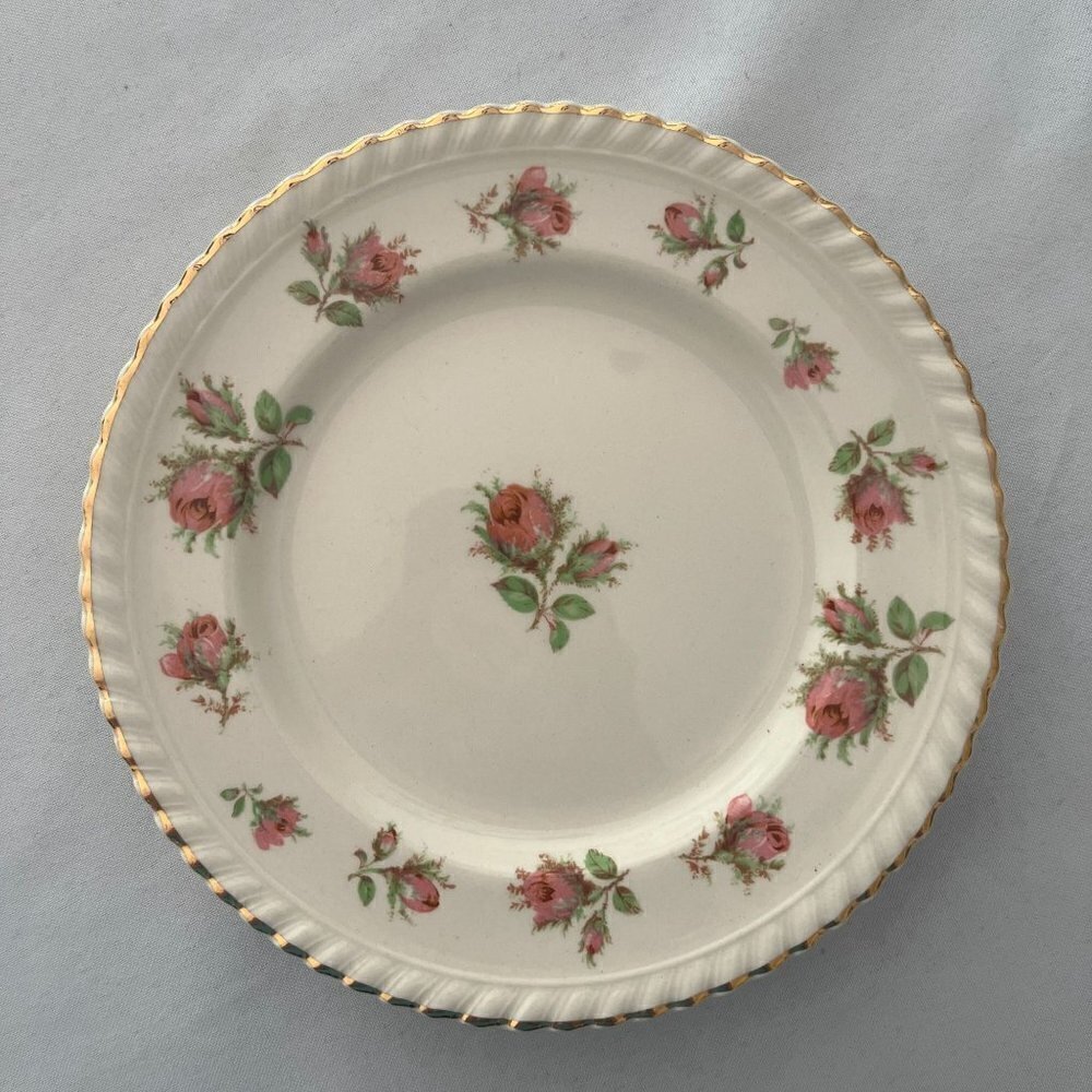 WindsorWare English Rose China Salad/Dessert Plate with Gold Trim - 6-3/4" Dia.